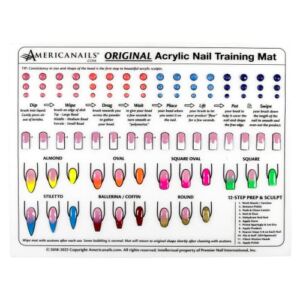 Americanails Acrylic Nail Training Mat – Silicone Trainer Sheet for Application Practice, Flexible Roll Up Pad Template for Acrylic Fingernails, Learn How to Apply Acrylic Nails