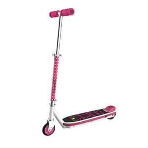 Swagtron SK1 Kick Start Electric Scooter for Kids with Extended Life Battery, ATSM Certified, Adjustable, Ages 5+, Cotton Candy Pink
