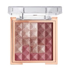 Flower Beauty Highlighter and Blush Makeup Powder for Face and Cheeks, Pyramid Pressed Pigments Cheek Color and Illuminator (Rose Glow)