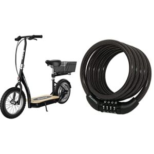 Razor EcoSmart Metro HD Electric Scooter Hub-Driven Motor – Black – FFP & Master Lock Bike Lock Cable, Combination Bicycle Lock, Cable Lock for Outdoor Equipment, 8143D