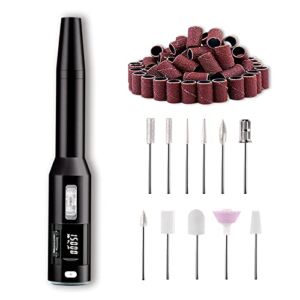 Professional Nail Drill, Tourdeus Corded Electric Nail Drill with LED Light, Adjustable Speed 15000 RPM, Speed Display, Portable Nail Drill Machine Electric Nail File for Acrylic Nails, Black