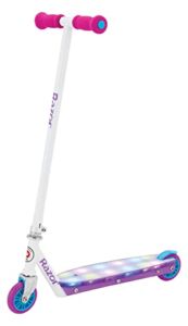 Razor Party Pop Kick Scooter for Kids Ages 6+ – 12 Multi-Color LED Lights, Urethane Wheels, Rear Fender Brake, For Riders up to 143