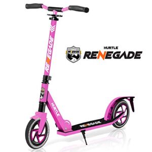Scooter – Scooter for Teenager – Kick Scooter – 2 Wheel Scooter with Adjustable T-Bar Handlebar – Folding Adult Kick Scooter with Alloy Anti-Slip Deck – Scooter with 8” Smooth Gliding Wheels by Hurtle