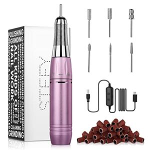 Makartt Stefy Electric Nail Drill Machine, Portable Efile Kit for Acrylic Nails Professional Manicure Set with Nail Drill Bits Sanding Bands for Shaping Polishing Removing, Pink