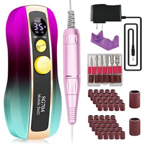 Bridyu Portable Nail Drill Professional 35000 RPM, Rechargeable Electric Nail File Machine E File for Acrylic Nails Gel Polishing Removing, Cordless Efile with Bits Kit for Manicure Salon Home