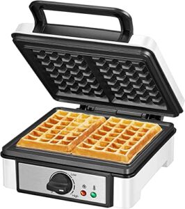 Waffle Maker Iron, 1200W Non-stick Easy to Clean Belgian Waffle Machine with Browning Control, Indicator Lights, Non-Scald Phenolic Plastic Housing