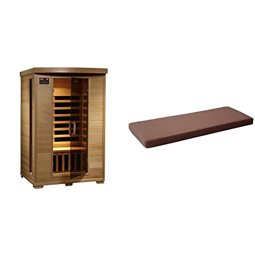 Heatwave Radiant Saunas 2-Person Hemlock Infrared Sauna with 6 Carbon Heaters, Chromotherapy Lighting, Oxygen Ionizer & Radiant Saunas SA5052 Seat Cushion for Sauna, 1 Count (Pack of 1), Brown | The Storepaperoomates Retail Market - Fast Affordable Shopping