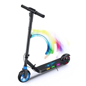 Aovopro Electric Scooter for Kids Age of 6-12,Flashing Rainbow Led Lights,Flashing Wheel and 6.5” Wheels,UL Certified Kids Electric Scooter