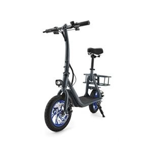 Jetson Ryder Electric Scooter| 15.5 Miles per Hour | 12 Miles Max Range | Twist Throttle | 250-Watt Motor | Adjustable Seat | Foldable Handlebar | Rear Basket | Ages 12+, JRYDER-Gry