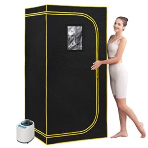 HMMFOX Portable Sauna Full Size Personal Steam Sauna for Home Spa with 2L 900W Steamer, 9 Temp Level, 99 Min Timer, Remote Control, Foldable Chair, Indoor Sauna Room for Detox Relaxation