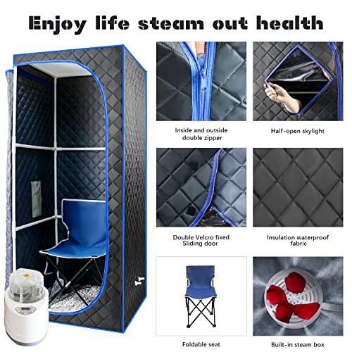 HAO TOO Home Sauna, Full Size Portable Steam Saunas Tent with 4L & 1500W Steam Generator Remote Control Folding Chair for Detox Reduce Stress Fatigue (Black) | The Storepaperoomates Retail Market - Fast Affordable Shopping