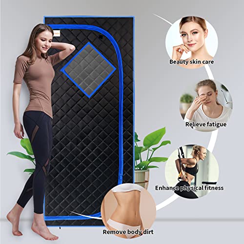 HAO TOO Home Sauna, Full Size Portable Steam Saunas Tent with 4L & 1500W Steam Generator Remote Control Folding Chair for Detox Reduce Stress Fatigue (Black) | The Storepaperoomates Retail Market - Fast Affordable Shopping