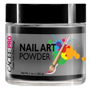 Acrylic Nails Color Acrylic Powder For Nail Art, 1oz Jar by Cacee, For Any Professional Acrylic Nail Kit, Premix of Pigments, Glitter, & Metallic Effects (Black #6)