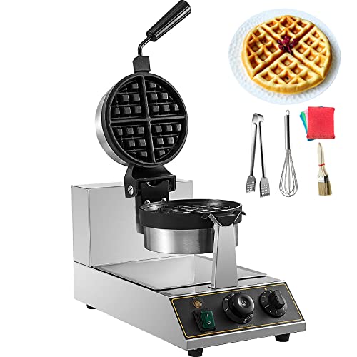 VBENLEM 110V Commercial Round Waffle Maker Nonstick Rotated 1100W Electric Waffle Machine Stainless Steel Temperature and Time Control Suitable for Bakeries Snack Bar Family | The Storepaperoomates Retail Market - Fast Affordable Shopping
