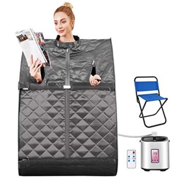 OppsDecor Portable Steam Sauna Spa, Personal Indoor Sauna Tent Remote Control&Chair&Timer Included, One Person Sauna for Therapeutic Relaxation Detox at Home (29.5 x 35 x 40.3inch, Silver Grey) | The Storepaperoomates Retail Market - Fast Affordable Shopping
