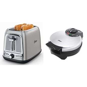 Oster 2-Slice Toaster with Advanced Toast Technology, Stainless Steel & Belgian Waffle Maker, Makes 8″ Waffles, Stainless Steel | The Storepaperoomates Retail Market - Fast Affordable Shopping