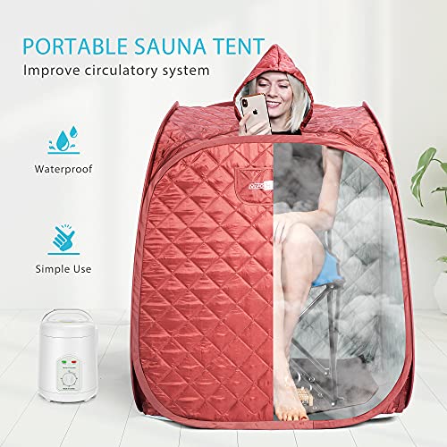 VIVOHOME Portable Personal Steam Sauna Spa with 1.8L 800 Watt Steam Generator, Foldable Chair, Home Sauna Spa Tent for Detox Relaxation, Brown | The Storepaperoomates Retail Market - Fast Affordable Shopping