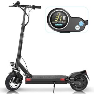 JOYOR Y7-S Electric Scooter for Adults, Max 31 MPH and 43.5-56 Miles Long-Range, Dual Suspension, 10 Inch Off-Road Tires Foldable Electric Scooter for Commute and Travel – Black