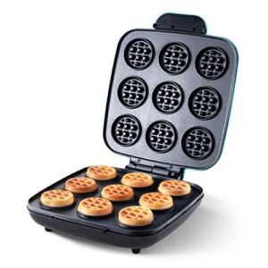 Delish By Dash Waffle Bite Maker, Makes 9 x 2.4” Waffle Bites with Delish Recipes for Breakfast, Snacks, Dessert, and More – Blue