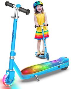 ALLMOVE 100W Electric Scooter for Kids Ages 4-8, Colorful Lights Up Scooter for Kids, 5 Mph & 5 Miles, Adjustable Heights and Smart Sensor Kids Electric Scooter for Toddler Girls Boys (X3 Pro)