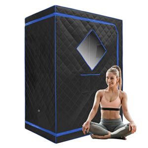 ZONEMEL Full Size Sauna Tent, Portable One or Two Person Full Body Home Spa for Relaxation, Detox, Steamer not Included (L47.24 x W31.5 x H63,Black)