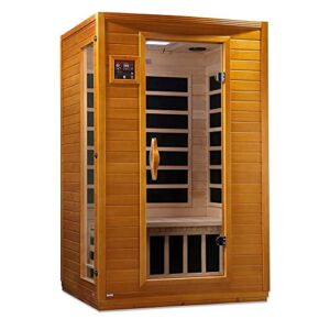 Dynamic Andora 2 Person Low EMF 6 Heating Panel Infrared Therapy Wood Dry Heat Sauna with MP3 Aux Connection for Home Spa Days – Curbside Delivery