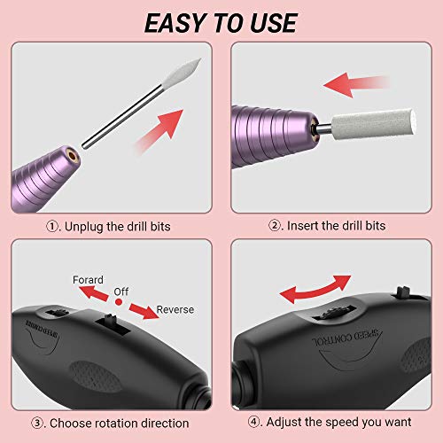 AIRSEE Portable Electric Nail Drill Professional Efile Nail Drill Kit for Acrylic, Gel Nails, Manicure Pedicure Polishing Shape Tools with 11Pcs Nail Drill Bits and 56 Sanding Bands | The Storepaperoomates Retail Market - Fast Affordable Shopping