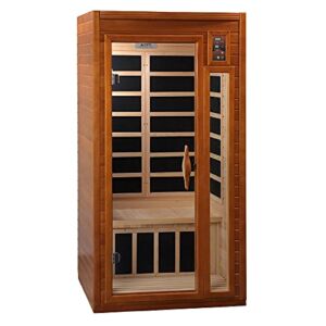 Dynamic Barcelona 1 to 2 Person Hemlock Wood Low EMF FAR Infrared Sauna For Home with LED Control Panel and Tempered Glass Door – Curbside Delivery