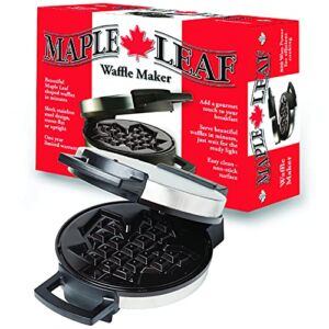 Canadian Maple Leaf Shaped Belgian Waffle Maker | Non-stick Waffle Iron | Works Perfectly for Chaffles, Gluten Free or Paleo Pancake And Waffle Mix