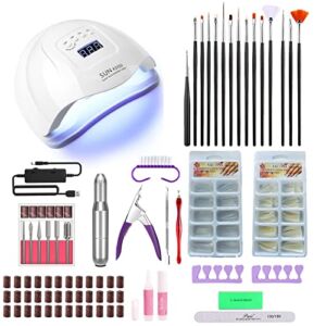 Portable USB Electric Nail Drill Polish File Kit with 120W UV LED Nail Lamp Gel Manicure Dryer Lamp,Acrylic False Nail Starter Set with All-In-One Profession Nail kit Tools Suitable for beginners