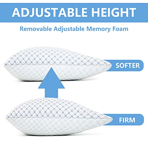 Side Sleeper Pillow for Neck and Shoulder Pain, King Size Set of 2 Bed Pillows for Sleeping, Cooling Pillow with Ice Silk & Bamboo Washable Cover and Gel Infused Adjustable Memory Foam Pillows-King | The Storepaperoomates Retail Market - Fast Affordable Shopping