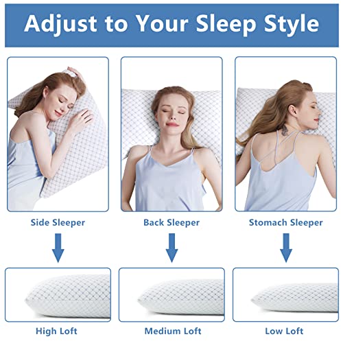 Side Sleeper Pillow for Neck and Shoulder Pain, King Size Set of 2 Bed Pillows for Sleeping, Cooling Pillow with Ice Silk & Bamboo Washable Cover and Gel Infused Adjustable Memory Foam Pillows-King | The Storepaperoomates Retail Market - Fast Affordable Shopping