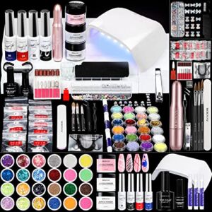 Morovan Acrylic Nail Kit with Drill – Professional Nail Kit Acrylic Set with U V Light Everything Supplies Glitter Acrylic Nail Powder Extension Kit Nail Art Decoration Tools DIY at Home for Beginners