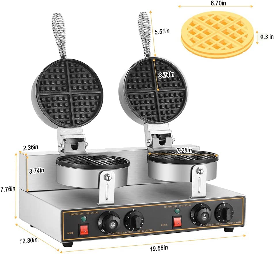 MATHOWAL 2400W Commercial Waffle Maker Double Waffle Irons Electric Nonstick Muffin Machine Suitable for Home，Snack Bar and Restaurant |US Warehouse | The Storepaperoomates Retail Market - Fast Affordable Shopping