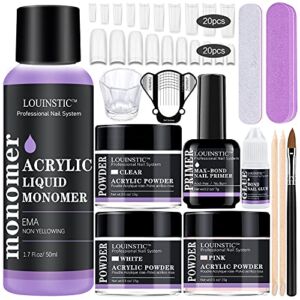 Acrylic Nail Kit for Beginners – Acrylic Powder and Liquid Set with Primer Nail Tips Glue Acrylic Brush Complete Starter Nails Kit Acrylic Set with Everything Professional Acrylic Nail Powder
