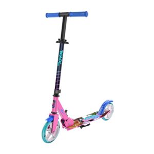 2-Wheel Folding Kick Scooter – Compact Foldable Riding Scooter for Teens w/ Adjustable Height, Alloy Anti-Slip Deck, 7” Wheels, Mud Guard Front Wheel, for Kids Boys/Girls 8+ Yrs Old (Miami)