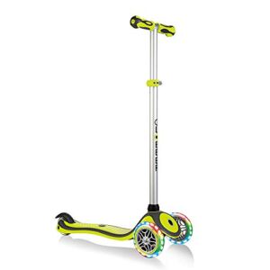 Globber 2 Wheel Kick Scooter for Teens and Adults Ages 41+ | Adjustable T-Bar Scooter with 3 Height Settings | Foldable Kick Scooter for Easy and Convinent Travel & Storage (Lime Green)