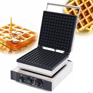 LOYALHEARTDY Electric Waffle Maker 10in Commercial Belgian Waffle Iron, Stainless Steel Dual Non-stick Surfaces Waffle Maker, Omelet Maker for Bakery Kitchen Restaurant Snack Bar, Easy to Clean