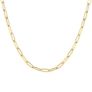 PAVOI 14K Gold Plated Curb Paperclip Box Sphere Bead Snake and Figaro Chain Adjustable Necklace (Paperclip-L, Yellow Gold Plated)