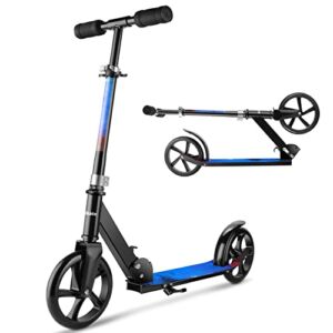 Hikole Scooter for Kids, Foldable Kick Scooter with Adjustable Height Handlebars, Rear Brake, Lightweight & 200mm PU Sturdy Wheels for Riders Up to 220 Lbs