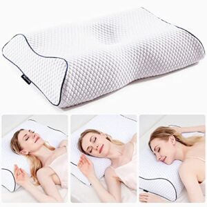 Cervical Contour Memory Foam Pillow: Neck Support Chiropractic Pillow,Ergonomic Orthopedic Sleep Spine Contoured Pillows,Relief Neck Shoulder Back Pain Relief Snoring, Side Back Stomach Sleeper Pillow