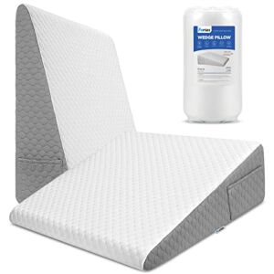 Forias Wedge Pillow for Sleeping 7.5″ Bed Wedge Pillow for After Surgery Triangle Pillow Wedge for Acid Reflux Gerd Snoring Bed Elevation, Air Layer Wedge Cover | Memory Foam Top-Only One Wedge Pillow