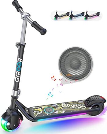 Gyroor Electric Scooter H30 Pro with Bluetooth Speaker, 150W Motor, 5.5″ Wheel, Kids Electric Scooter for Ages 6-12, Max 8MPH, 3 Adjustable Height, Kick Scooters for Kids, Girls, Boys | The Storepaperoomates Retail Market - Fast Affordable Shopping