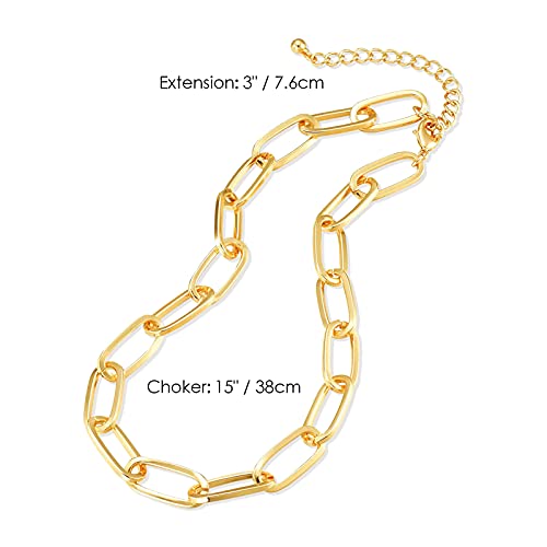 LANE WOODS Chunky Chain Link Necklace for Women 14K Gold Plated Paperclip Link Choker | The Storepaperoomates Retail Market - Fast Affordable Shopping
