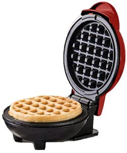Oriental elife Mini Waffle Maker | Waffle Maker | Portable Electric Non-Stick Waffle Iron Suitable for 4 Inch Single Waffle for Breakfast, Lunch or Snack,Red