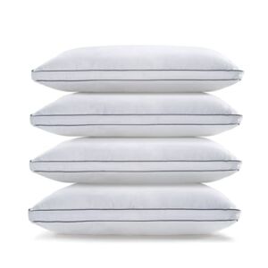 LANE LINEN Standard Pillows for Sleeping – Bed Pillows Set of 4 Luxury Hotel Quality Down Alternative Pillows for Back and Side Sleeper, Soft and Supportive Gusseted Cool Breathable Pillow, 20×26