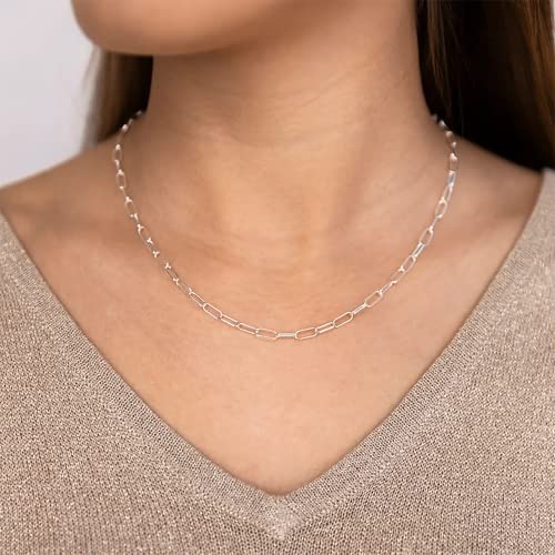 Silver Paperclip Chain Necklace for Women, 18 Inch Sterling Silver Chain for Women Silver Chain Necklace for Women Sterling Silver Necklace for Women Chain Necklace Sterling Silver Paperclip Necklace | The Storepaperoomates Retail Market - Fast Affordable Shopping