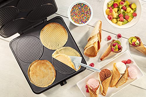 Mini Waffle Ice Cream Cone Maker – Bake 4 Homemade Mini Cones at Once, Includes Shaper Roller – Make Fun Bite Sized Entertaining Desserts for Holiday Parties, Special Occasions and Gift Giving Treats | The Storepaperoomates Retail Market - Fast Affordable Shopping