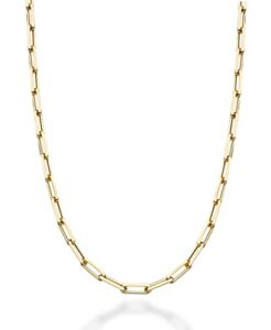 MiaBella Solid 18K Gold Over Sterling Silver Italian 3mm Paperclip Link Chain Necklace for Women Men, 925 Made in Italy (Length 18 Inches (Small))