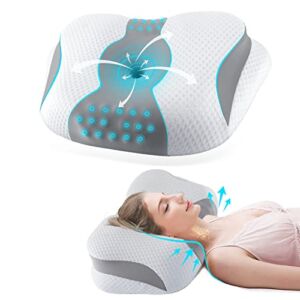 MTCODE Cervical Pillow for Neck Pain, Memory Foam Pillows Contour Pillow with Cooling Pillow Case, Adjustable Bed Pillow for Sleeping and Shoulder Pain Relief, Support for Side Back Stomach Sleepers